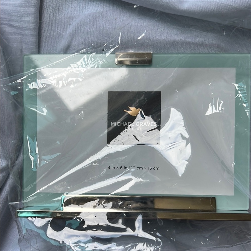 Michael Graves Mint and Silver Glass Photo Frame